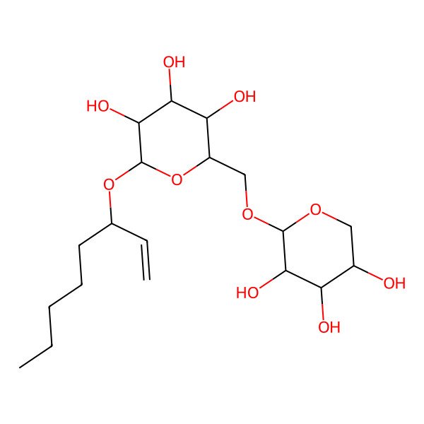 2D Structure of (2S,3R,4S,5S,6R)-2-[(3R)-oct-1-en-3-yl]oxy-6-[[(2S,3R,4S,5S)-3,4,5-trihydroxyoxan-2-yl]oxymethyl]oxane-3,4,5-triol