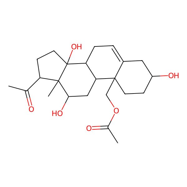 2D Structure of (17-Acetyl-3,12,14-trihydroxy-13-methyl-1,2,3,4,7,8,9,11,12,15,16,17-dodecahydrocyclopenta[a]phenanthren-10-yl)methyl acetate