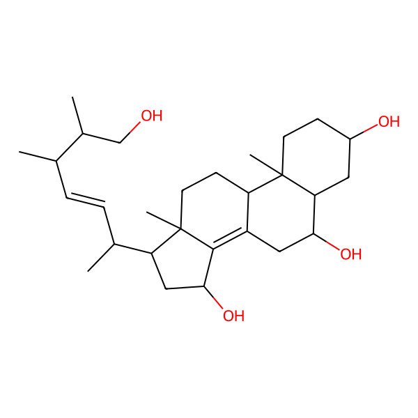 2D Structure of 17-(7-hydroxy-5,6-dimethylhept-3-en-2-yl)-10,13-dimethyl-2,3,4,5,6,7,9,11,12,15,16,17-dodecahydro-1H-cyclopenta[a]phenanthrene-3,6,15-triol