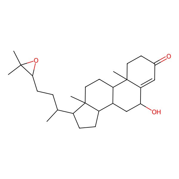 2D Structure of 17-[(2R)-4-(3,3-dimethyloxiran-2-yl)butan-2-yl]-6-hydroxy-10,13-dimethyl-1,2,6,7,8,9,11,12,14,15,16,17-dodecahydrocyclopenta[a]phenanthren-3-one