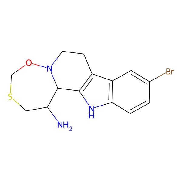 2D Structure of 14-Bromo-7-oxa-5-thia-8,18-diazatetracyclo[9.7.0.02,8.012,17]octadeca-1(11),12(17),13,15-tetraen-3-amine