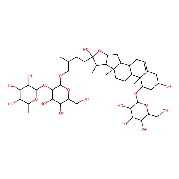 2D Structure of (2S,3R,4R,5R,6S)-2-[(2R,3R,4S,5S,6R)-2-[(2R)-4-[(1S,2S,4S,6S,7S,8R,9S,12S,13R,14R,16R)-6,16-dihydroxy-7,9,13-trimethyl-14-[(2R,3R,4S,5R,6R)-3,4,5-trihydroxy-6-(hydroxymethyl)oxan-2-yl]oxy-5-oxapentacyclo[10.8.0.02,9.04,8.013,18]icos-18-en-6-yl]-2-methylbutoxy]-4,5-dihydroxy-6-(hydroxymethyl)oxan-3-yl]oxy-6-methyloxane-3,4,5-triol