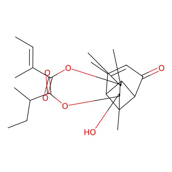 2D Structure of [(1R,2R,3S,4S,5S,7S,8R)-3-hydroxy-2,6,6,9-tetramethyl-5-[(Z)-2-methylbut-2-enoyl]oxy-11-oxo-4-tricyclo[5.4.0.02,8]undec-9-enyl] (2R)-2-methylbutanoate