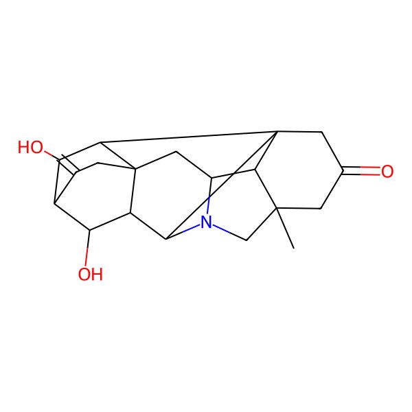2D Structure of (1S,5S,8R,9S,11R,14R,16S,17R,18R,19S)-10,19-dihydroxy-5-methyl-12-methylidene-7-azaheptacyclo[9.6.2.01,8.05,17.07,16.09,14.014,18]nonadecan-3-one