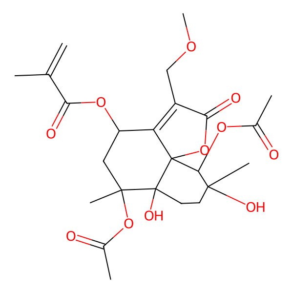 2D Structure of [6,10-diacetyloxy-6a,9-dihydroxy-3-(methoxymethyl)-6,9-dimethyl-2-oxo-5,7,8,10-tetrahydro-4H-benzo[h][1]benzofuran-4-yl] 2-methylprop-2-enoate