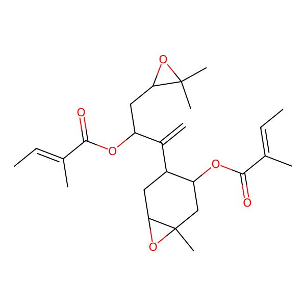 2D Structure of [4-[4-(3,3-Dimethyloxiran-2-yl)-3-(2-methylbut-2-enoyloxy)but-1-en-2-yl]-1-methyl-7-oxabicyclo[4.1.0]heptan-3-yl] 2-methylbut-2-enoate