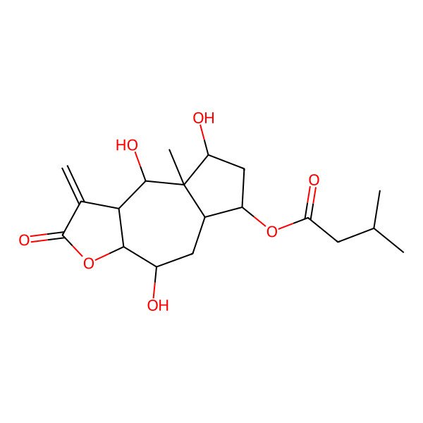 2D Structure of [(3aR,4R,5aS,6S,8R,8aS,9R,9aS)-4,8,9-trihydroxy-8a-methyl-1-methylidene-2-oxo-4,5,5a,6,7,8,9,9a-octahydro-3aH-azuleno[6,5-b]furan-6-yl] 3-methylbutanoate