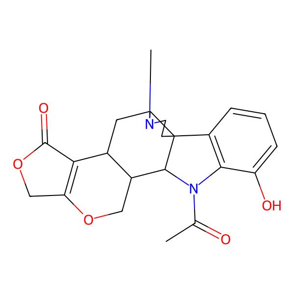 2D Structure of 17-Acetyl-19-hydroxy-4-methyl-10,13-dioxa-4,17-diazahexacyclo[14.7.0.01,5.07,15.08,12.018,23]tricosa-8(12),18(23),19,21-tetraen-9-one