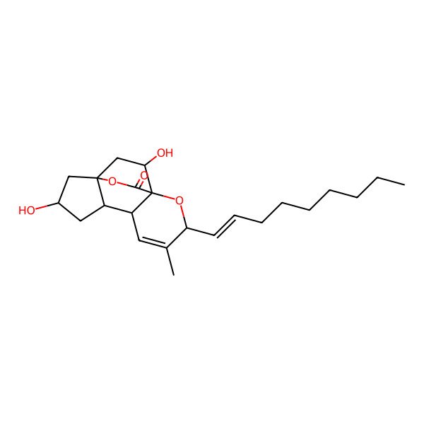 2D Structure of (1R,3R,5R,6R,9R,11S,15R)-3,15-dihydroxy-8-methyl-9-[(E)-non-1-enyl]-10,13-dioxatetracyclo[9.2.2.01,5.06,11]pentadec-7-en-12-one