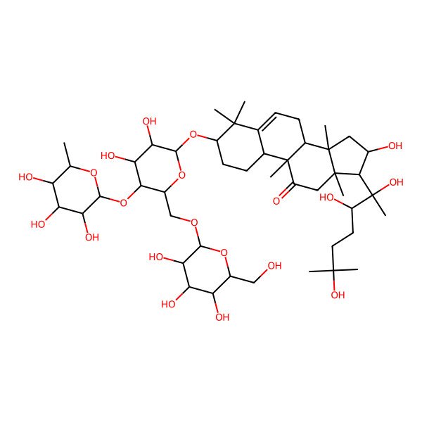 2D Structure of (3b,16a,20R)-3,16,20,22,25-Pentahydroxy-5-cucurbiten-11-one 3-[rhamnosyl-(1->4)-[glucosyl-(1->6)]-glucoside]
