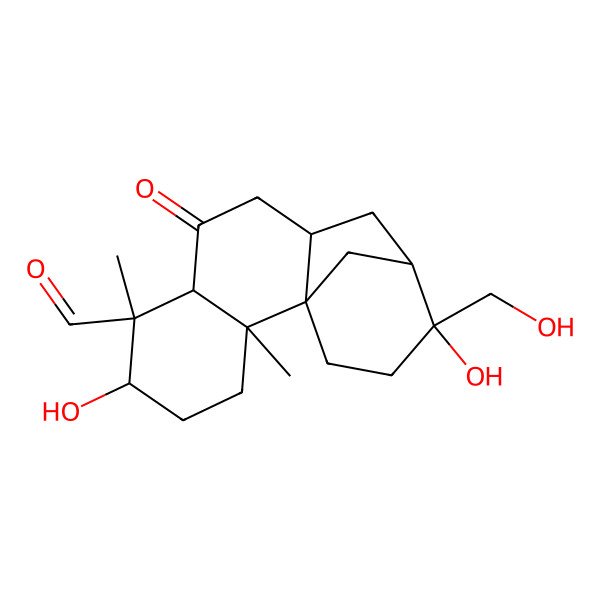 2D Structure of 5,13-Dihydroxy-13-(hydroxymethyl)-2,6-dimethyl-8-oxotetracyclo[10.3.1.01,10.02,7]hexadecane-6-carbaldehyde