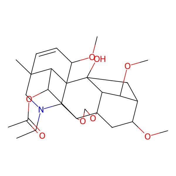 2D Structure of [(1R,2S,3S,4R,5R,6S,8S,12S,13S,16R,19S,20R,21R)-14-ethyl-2-hydroxy-4,6,19-trimethoxy-16-methyl-9,11-dioxa-14-azaheptacyclo[10.7.2.12,5.01,13.03,8.08,12.016,20]docos-17-en-21-yl] acetate