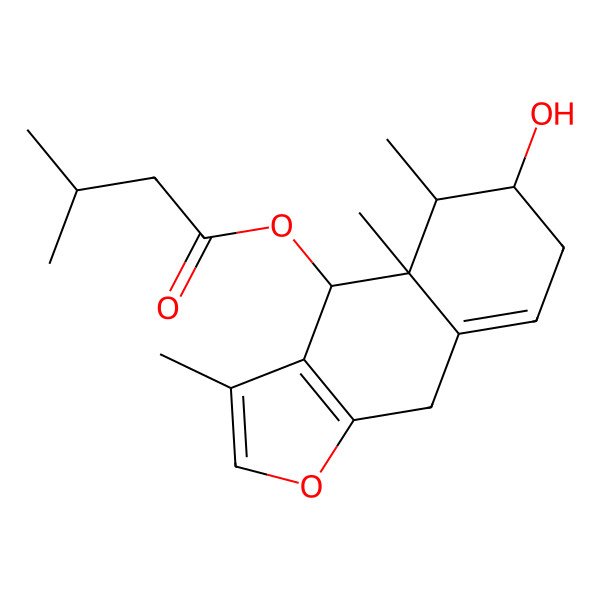 2D Structure of [(4S,4aR,5R,6S)-6-hydroxy-3,4a,5-trimethyl-5,6,7,9-tetrahydro-4H-benzo[f][1]benzofuran-4-yl] 3-methylbutanoate