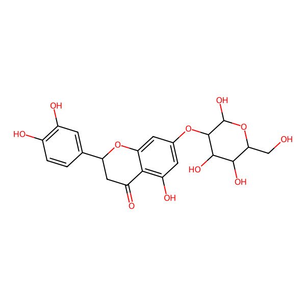 2D Structure of (2S)-2-(3,4-dihydroxyphenyl)-5-hydroxy-7-[(2R,3R,4S,5S,6R)-2,4,5-trihydroxy-6-(hydroxymethyl)oxan-3-yl]oxy-2,3-dihydrochromen-4-one
