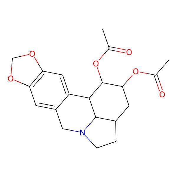 2D Structure of [(1S,15R,17S,18S,19R)-18-acetyloxy-5,7-dioxa-12-azapentacyclo[10.6.1.02,10.04,8.015,19]nonadeca-2,4(8),9-trien-17-yl] acetate
