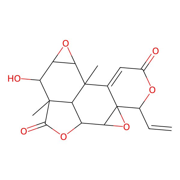 2D Structure of (1S,2R,4R,5R,10S,11R,13S,14R,15R,18R)-5-ethenyl-14-hydroxy-10,15-dimethyl-3,6,12,17-tetraoxahexacyclo[8.7.1.02,4.04,9.011,13.015,18]octadec-8-ene-7,16-dione
