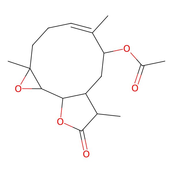 2D Structure of [(1S,2R,4R,7Z,9S,11S,12S)-4,8,12-trimethyl-13-oxo-3,14-dioxatricyclo[9.3.0.02,4]tetradec-7-en-9-yl] acetate