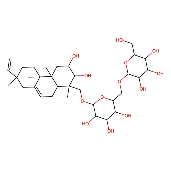 2D Structure of 2-[[6-[(7-Ethenyl-2,3-dihydroxy-1,4a,4b,7-tetramethyl-2,3,4,5,6,8,10,10a-octahydrophenanthren-1-yl)methoxy]-3,4,5-trihydroxyoxan-2-yl]methoxy]-6-(hydroxymethyl)oxane-3,4,5-triol