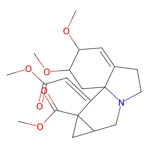 2D Structure of Methyl 3,4-dimethoxy-14-(2-methoxy-2-oxoethylidene)-9-azatetracyclo[7.5.0.01,6.011,13]tetradec-5-ene-13-carboxylate