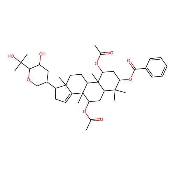 2D Structure of [1,7-diacetyloxy-17-[5-hydroxy-6-(2-hydroxypropan-2-yl)oxan-3-yl]-4,4,8,10,13-pentamethyl-2,3,5,6,7,9,11,12,16,17-decahydro-1H-cyclopenta[a]phenanthren-3-yl] benzoate