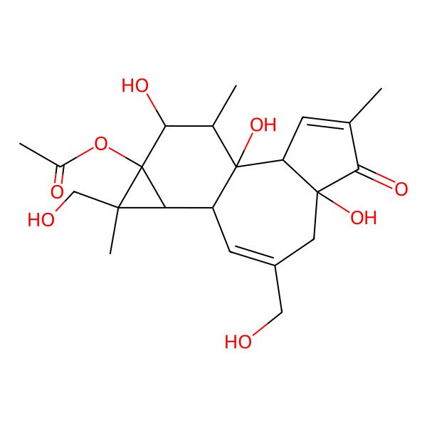 2D Structure of 4a,7b,9-Trihydroxy-1,3-bis(hydroxymethyl)-1,6,8-trimethyl-5-oxo-1,1a,1b,4,4a,5,7a,7b,8,9-decahydro-9ah-cyclopropa[3,4]benzo[1,2-e]azulen-9a-yl acetate