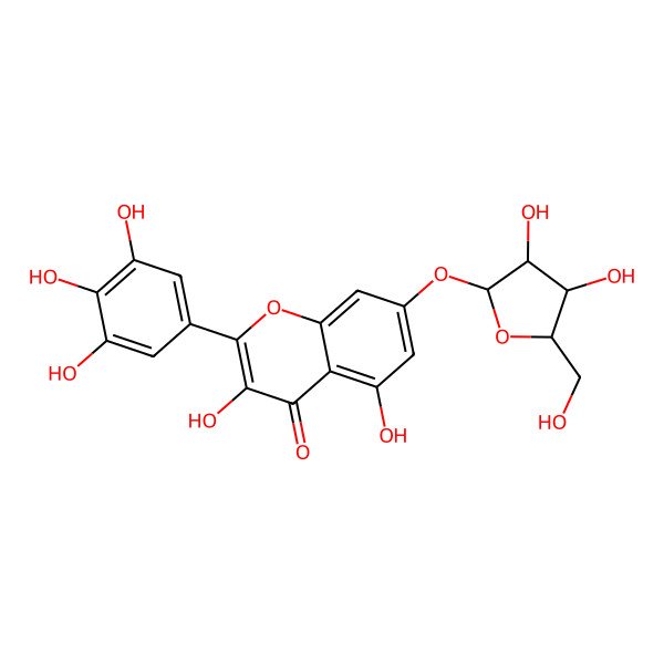 2D Structure of 7-[3,4-Dihydroxy-5-(hydroxymethyl)oxolan-2-yl]oxy-3,5-dihydroxy-2-(3,4,5-trihydroxyphenyl)chromen-4-one