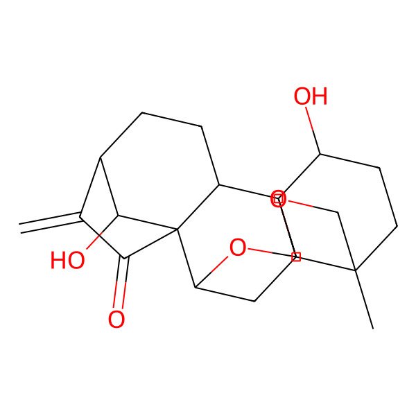 2D Structure of 2,20-Dihydroxy-5-methyl-13-methylidene-7,9-dioxahexacyclo[8.7.2.111,14.01,8.05,18.011,17]icosan-12-one