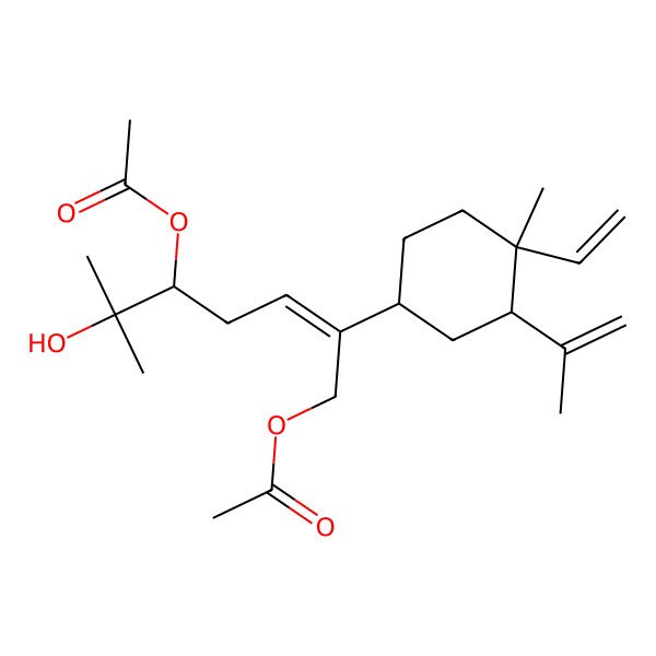2D Structure of [(Z,5R)-5-acetyloxy-2-[(1S,3R,4R)-4-ethenyl-4-methyl-3-prop-1-en-2-ylcyclohexyl]-6-hydroxy-6-methylhept-2-enyl] acetate