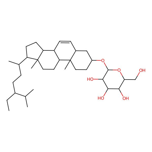 2D Structure of 2-[[17-(5-ethyl-6-methylheptan-2-yl)-10,13-dimethyl-2,3,4,5,8,9,11,12,14,15,16,17-dodecahydro-1H-cyclopenta[a]phenanthren-3-yl]oxy]-6-(hydroxymethyl)oxane-3,4,5-triol