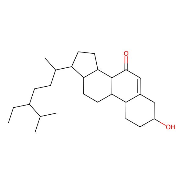 2D Structure of (3S,8S,9R,10R,13R,14R,17R)-17-[(2R,5R)-5-ethyl-6-methylheptan-2-yl]-3-hydroxy-1,2,3,4,8,9,10,11,12,13,14,15,16,17-tetradecahydrocyclopenta[a]phenanthren-7-one