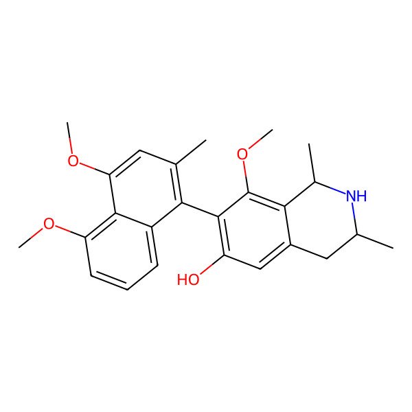2D Structure of (1S,3S)-7-(4,5-dimethoxy-2-methylnaphthalen-1-yl)-8-methoxy-1,3-dimethyl-1,2,3,4-tetrahydroisoquinolin-6-ol