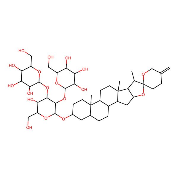 2D Structure of 2-[3-Hydroxy-2-(hydroxymethyl)-5-[3,4,5-trihydroxy-6-(hydroxymethyl)oxan-2-yl]oxy-6-(7,9,13-trimethyl-5'-methylidenespiro[5-oxapentacyclo[10.8.0.02,9.04,8.013,18]icosane-6,2'-oxane]-16-yl)oxyoxan-4-yl]oxy-6-(hydroxymethyl)oxane-3,4,5-triol