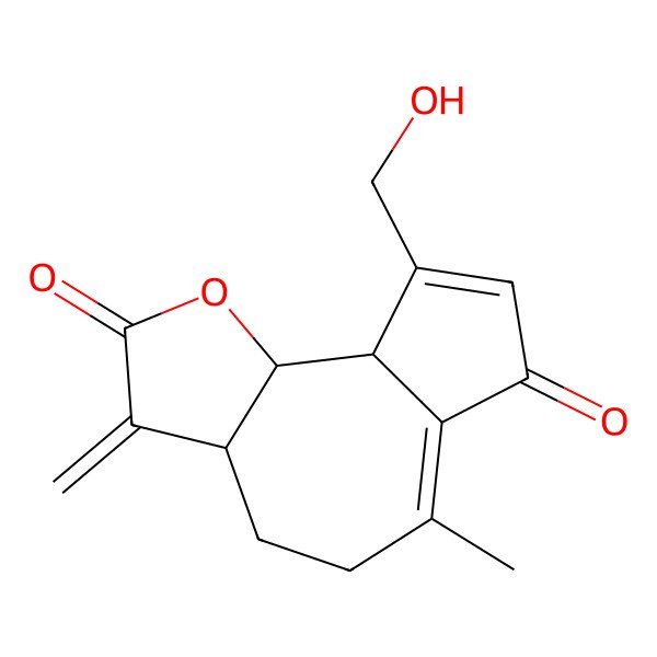 2D Structure of (3aS,9aR,9bS)-9-(hydroxymethyl)-6-methyl-3-methylidene-4,5,9a,9b-tetrahydro-3aH-azuleno[4,5-b]furan-2,7-dione