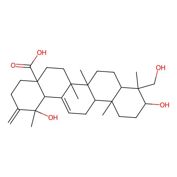 2D Structure of 1,10-dihydroxy-9-(hydroxymethyl)-1,6a,6b,9,12a-pentamethyl-2-methylidene-4,5,6,6a,7,8,8a,10,11,12,13,14b-dodecahydro-3H-picene-4a-carboxylic acid