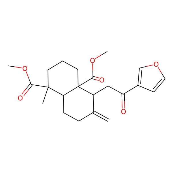 2D Structure of dimethyl 5-[2-(furan-3-yl)-2-oxoethyl]-1-methyl-6-methylidene-3,4,5,7,8,8a-hexahydro-2H-naphthalene-1,4a-dicarboxylate