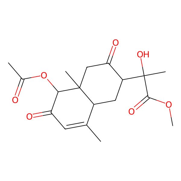 2D Structure of methyl (2S)-2-[(2R,4aS,5R,8aR)-5-acetyloxy-4a,8-dimethyl-3,6-dioxo-2,4,5,8a-tetrahydro-1H-naphthalen-2-yl]-2-hydroxypropanoate
