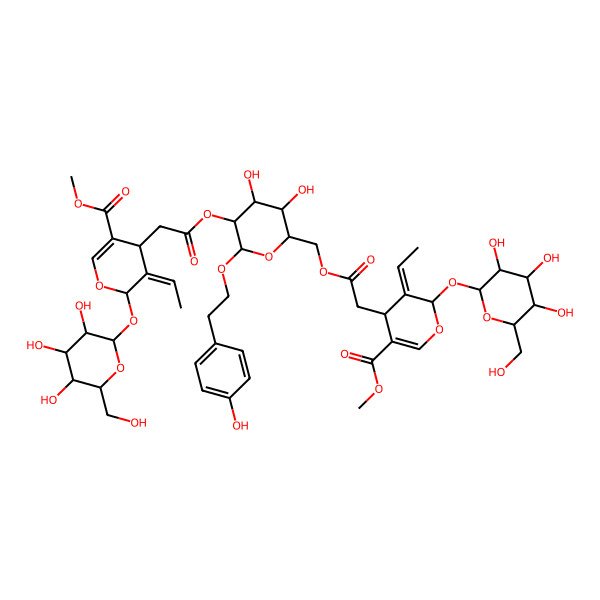 2D Structure of methyl 5-ethylidene-4-[2-[[5-[2-[3-ethylidene-5-methoxycarbonyl-2-[3,4,5-trihydroxy-6-(hydroxymethyl)oxan-2-yl]oxy-4H-pyran-4-yl]acetyl]oxy-3,4-dihydroxy-6-[2-(4-hydroxyphenyl)ethoxy]oxan-2-yl]methoxy]-2-oxoethyl]-6-[3,4,5-trihydroxy-6-(hydroxymethyl)oxan-2-yl]oxy-4H-pyran-3-carboxylate