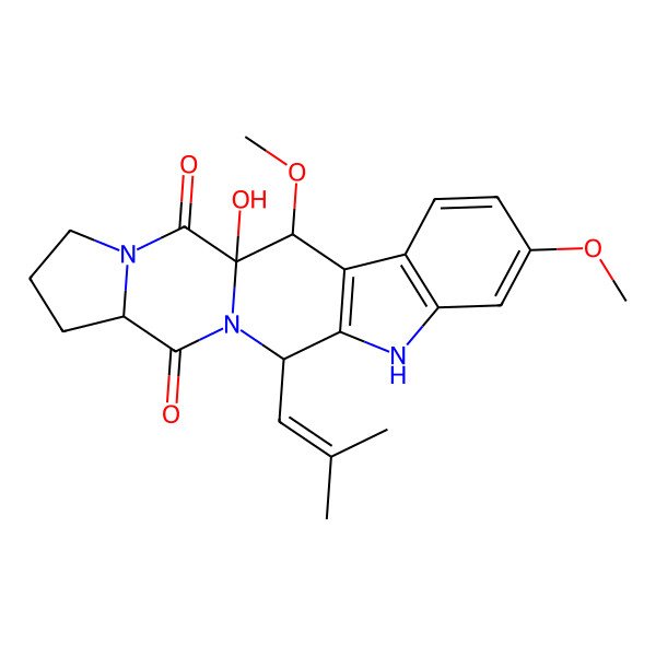 2D Structure of 1-Hydroxy-2,7-dimethoxy-12-(2-methylprop-1-enyl)-10,13,19-triazapentacyclo[11.7.0.03,11.04,9.015,19]icosa-3(11),4(9),5,7-tetraene-14,20-dione