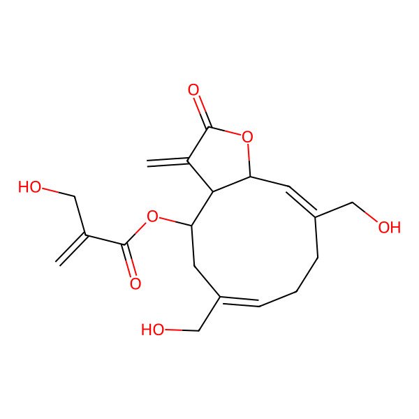 2D Structure of [6,10-Bis(hydroxymethyl)-3-methylidene-2-oxo-3a,4,5,8,9,11a-hexahydrocyclodeca[b]furan-4-yl] 2-(hydroxymethyl)prop-2-enoate