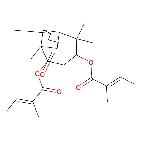 2D Structure of [(1R,2S,4R,6R,7R,8S,9R)-3,3,7,9-tetramethyl-6-[(Z)-2-methylbut-2-enoyl]oxy-11-oxo-4-tricyclo[5.4.0.02,8]undecanyl] (Z)-2-methylbut-2-enoate