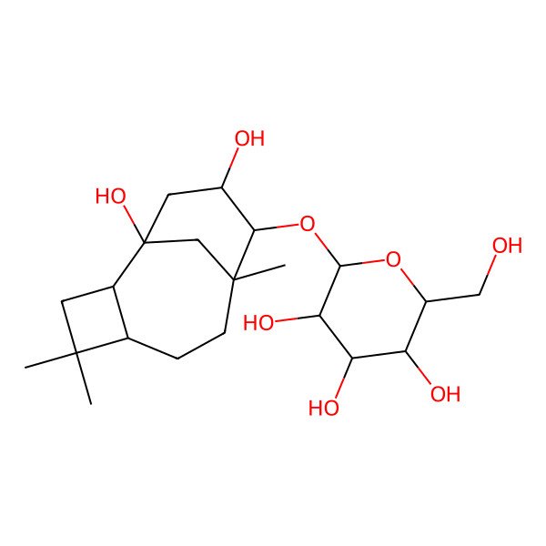 2D Structure of (2R,3R,4S,5S,6R)-2-[[(1R,2R,5R,8R,9R,10R)-1,10-dihydroxy-4,4,8-trimethyl-9-tricyclo[6.3.1.02,5]dodecanyl]oxy]-6-(hydroxymethyl)oxane-3,4,5-triol