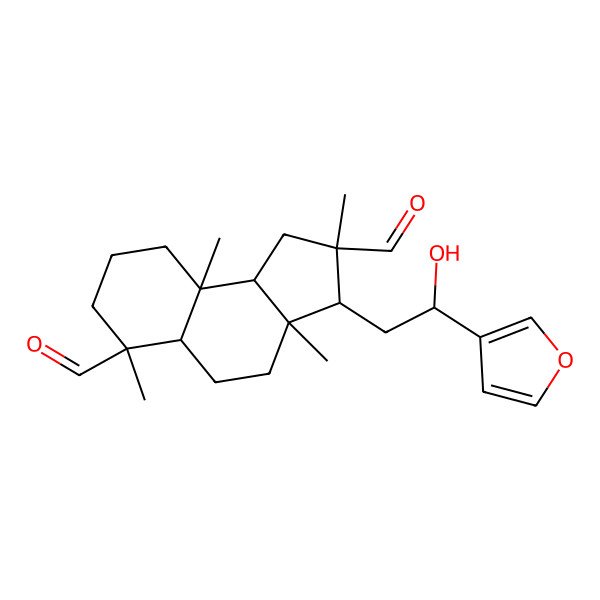2D Structure of 3-[2-(furan-3-yl)-2-hydroxyethyl]-2,3a,6,9a-tetramethyl-3,4,5,5a,7,8,9,9b-octahydro-1H-cyclopenta[a]naphthalene-2,6-dicarbaldehyde