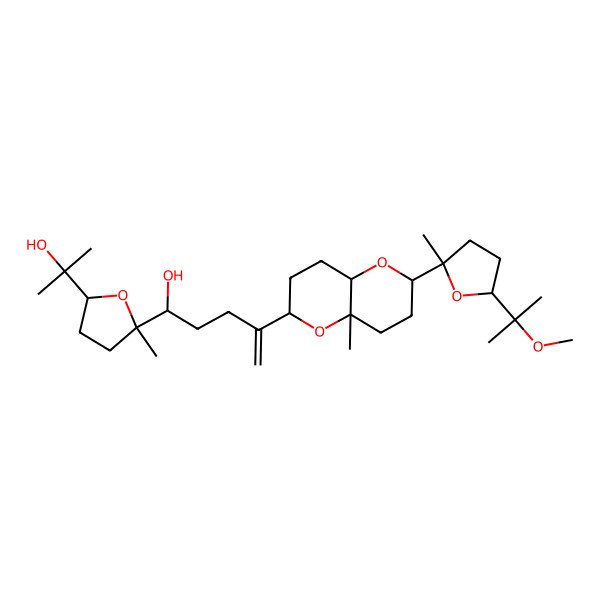 2D Structure of 1-[5-(2-hydroxypropan-2-yl)-2-methyloxolan-2-yl]-4-[2-[5-(2-methoxypropan-2-yl)-2-methyloxolan-2-yl]-4a-methyl-3,4,6,7,8,8a-hexahydro-2H-pyrano[3,2-b]pyran-6-yl]pent-4-en-1-ol