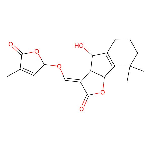 2D Structure of 4-hydroxy-8,8-dimethyl-3-[(4-methyl-5-oxo-2H-furan-2-yl)oxymethylidene]-3a,4,5,6,7,8b-hexahydroindeno[1,2-b]furan-2-one