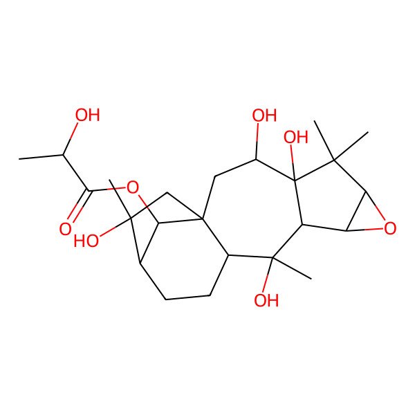 2D Structure of [(1S,3S,4S,6R,8S,9S,10S,11R,14R,15R,17R)-3,4,10,15-tetrahydroxy-5,5,10,15-tetramethyl-7-oxapentacyclo[12.2.1.01,11.04,9.06,8]heptadecan-17-yl] 2-hydroxypropanoate