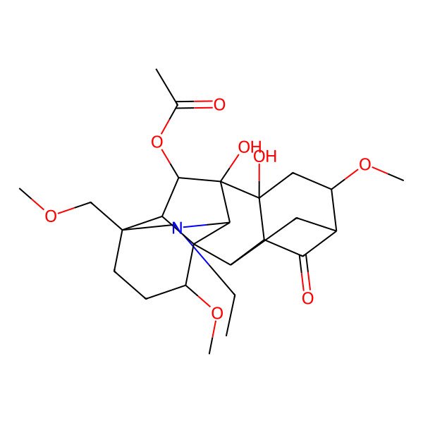 2D Structure of [11-Ethyl-8,9-dihydroxy-6,16-dimethoxy-13-(methoxymethyl)-4-oxo-11-azahexacyclo[7.7.2.12,5.01,10.03,8.013,17]nonadecan-18-yl] acetate