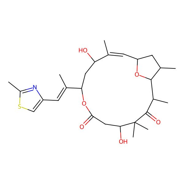2D Structure of (2E,4S,6S,10S,13R,14S,15S)-4,10-dihydroxy-3,11,11,13,15-pentamethyl-6-[(E)-1-(2-methyl-1,3-thiazol-4-yl)prop-1-en-2-yl]-7,17-dioxabicyclo[12.2.1]heptadec-2-ene-8,12-dione