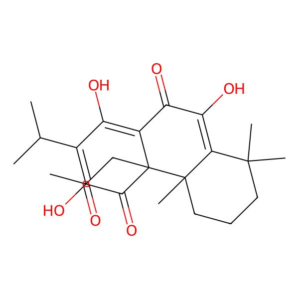 2D Structure of (4aR,4bS)-1,3,9-trihydroxy-4b,8,8-trimethyl-4a-(2-oxopropyl)-2-propan-2-yl-6,7-dihydro-5H-phenanthrene-4,10-dione 2D Structure of (4aR,4bS)-1,3,9-trihydroxy-4b,8,8-trimethyl-4a-(2-oxopropyl)-2-propan-2-yl-6,7-dihydro-5H-phenanthrene-4,10-dione