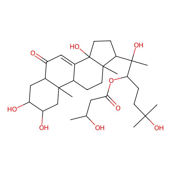 2D Structure of [2,6-dihydroxy-6-methyl-2-(2,3,14-trihydroxy-10,13-dimethyl-6-oxo-2,3,4,5,9,11,12,15,16,17-decahydro-1H-cyclopenta[a]phenanthren-17-yl)heptan-3-yl] 3-hydroxybutanoate