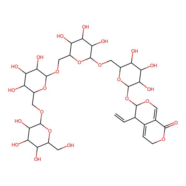 2D Structure of (3S,4R)-4-ethenyl-3-[(2S,3R,4S,5S,6R)-3,4,5-trihydroxy-6-[[(2R,3R,4S,5S,6R)-3,4,5-trihydroxy-6-[[(2R,3R,4S,5S,6R)-3,4,5-trihydroxy-6-[[(2R,3R,4S,5S,6R)-3,4,5-trihydroxy-6-(hydroxymethyl)oxan-2-yl]oxymethyl]oxan-2-yl]oxymethyl]oxan-2-yl]oxymethyl]oxan-2-yl]oxy-4,6-dihydro-3H-pyrano[3,4-c]pyran-8-one